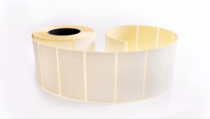 Barcode sticker roll for product price and promo isolated on white background
