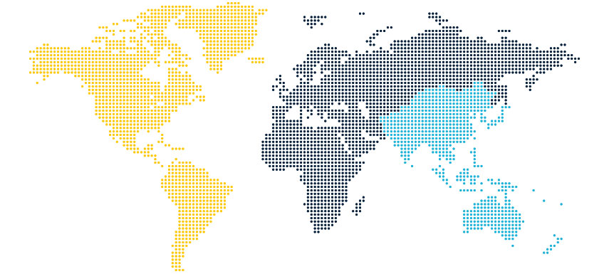 World map divided by region