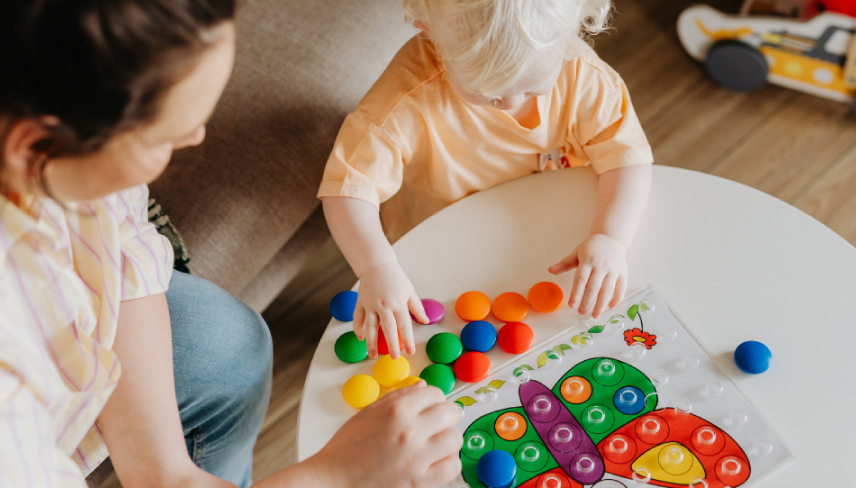 cute baby playing with toys